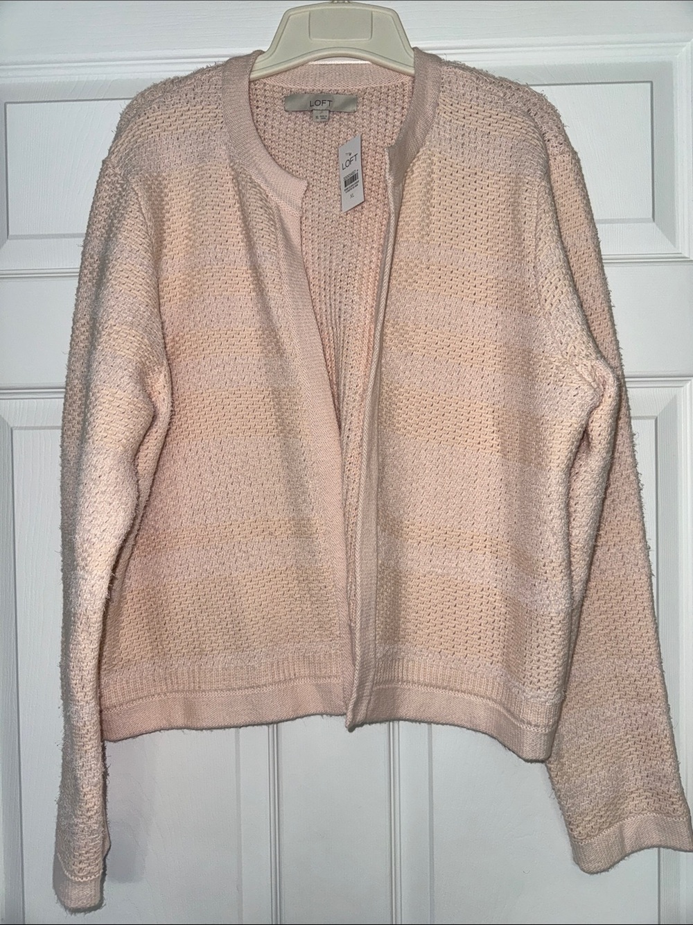 LOFT Blush Open-Front Knit Cardigan